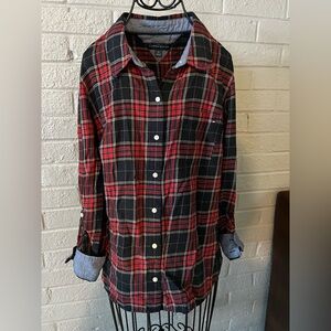 Tommy Hilfiger Red and Black Checkered Shirt size Medium